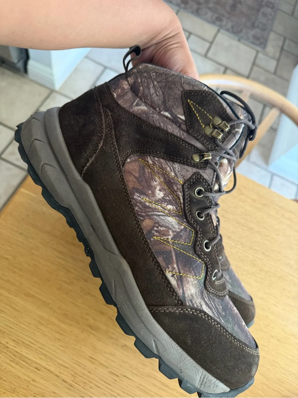 Men's Brown Camouflage Hiking Boots - Durable Trail Footwear